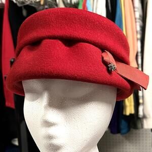 Vintage Red Wool Glenover Henry Pollack Hat Union Made Cap Circa 50s/60s